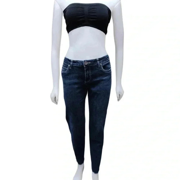 Kut From  The Kloth Skinny Dark Wash Raw Hem Size 12 - Picture 2 of 12